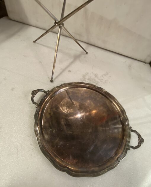 1950′ Tripod Pedestal Table Silver Bronze Maison Jansen or Bagués ø 57 cm H 41 cm - Image 9