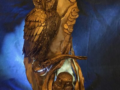 1990' Jacques Lerebourg Famille De Chouettes Fer Forgé En Applique