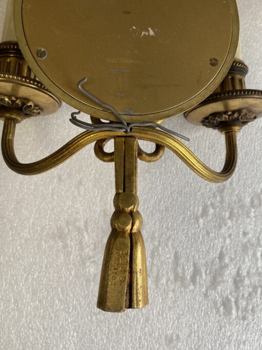 1950/70′ Series of 5 Gilt Bronze Wall Lights with Convex Mirror Signed Petitot - Image 12