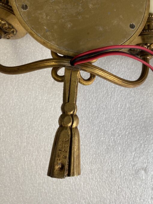 1950/70′ Series of 5 Gilt Bronze Wall Lights with Convex Mirror Signed Petitot - Image 14