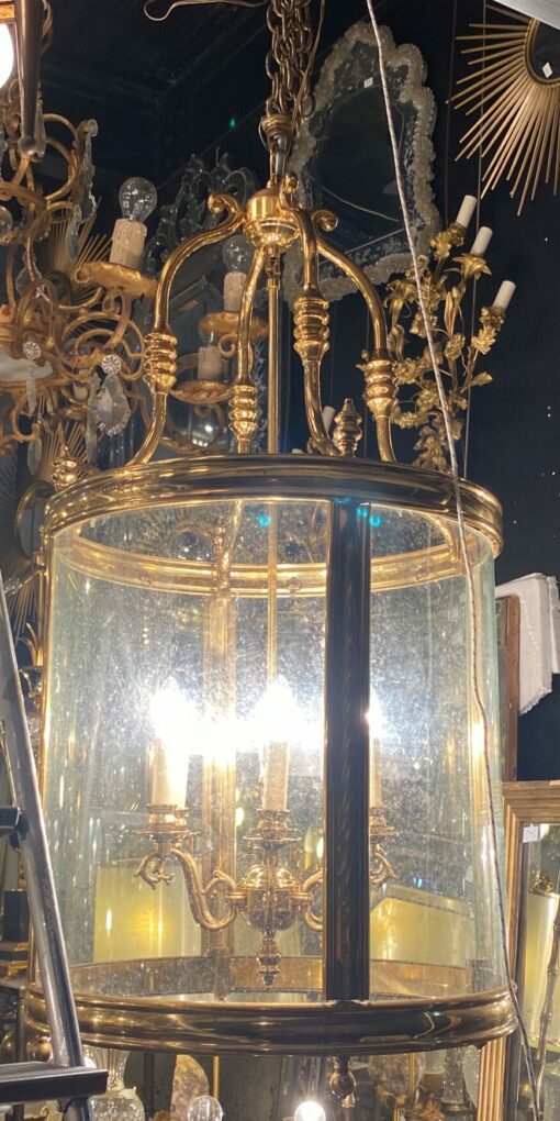 1950’Lanterne En Bronze Doré Style Directoire H 120 cm Ø 57 cm – Image 2