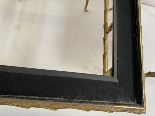 1970′ Pair of Bronze End Tables, Palm Tree Model, Maison Baguès or Charles, Double-Sided Chinese Lacquer, 54.5 x 43 x H 51 cm - Image 2