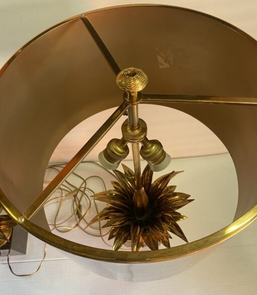 1950/70 Paire de Lampes en Bronze Décor Fleur De Lotus Signée Charles – Image 10