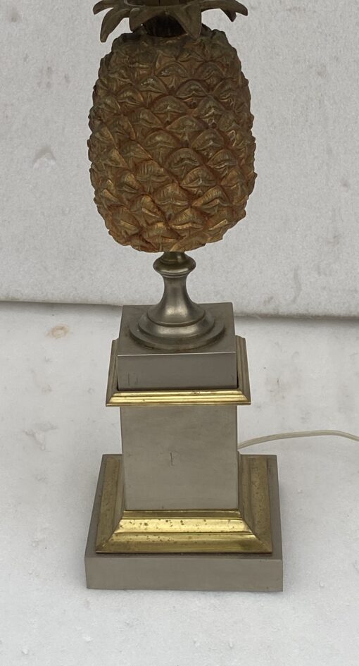 1950/70 Lampe à l’Ananas en Bronze Argenté, Abat-jour en Laiton Bicolore Non Signée – Image 3
