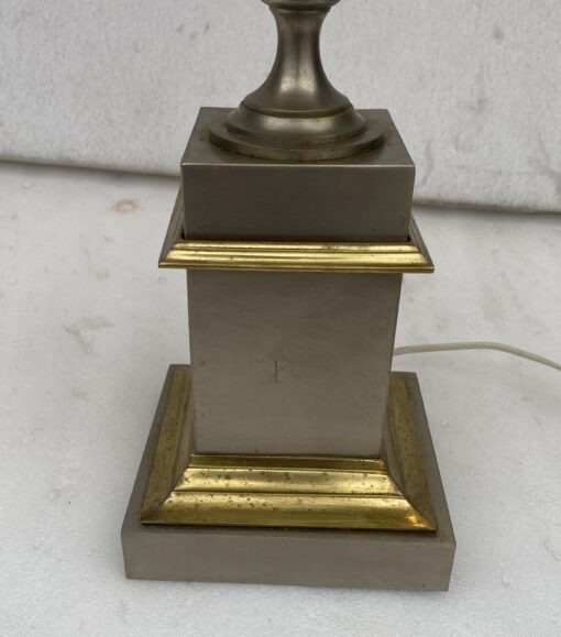 1950/70 Lampe à l’Ananas en Bronze Argenté, Abat-jour en Laiton Bicolore Non Signée – Image 6