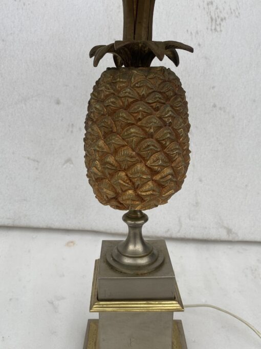 1950/70 Lampe à l’Ananas en Bronze Argenté, Abat-jour en Laiton Bicolore Non Signée – Image 7