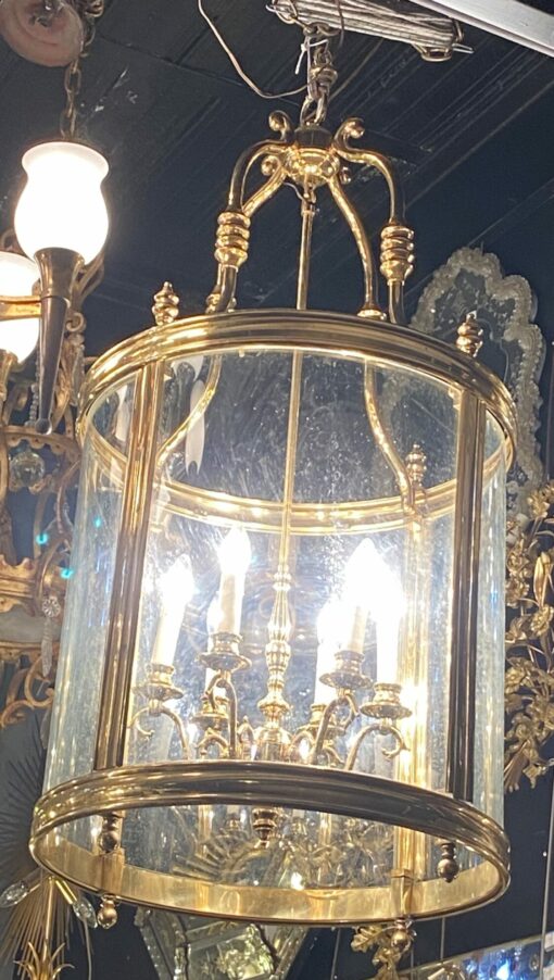 1950’Lanterne En Bronze Doré Style Directoire H 120 cm Ø 57 cm – Image 6