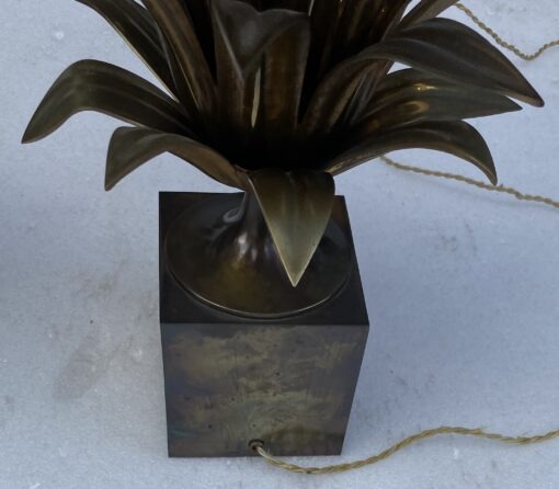 1950/70 Série de 4 Lampes en Bronze Décor Fleur De Lotus Signée Charles – Image 3