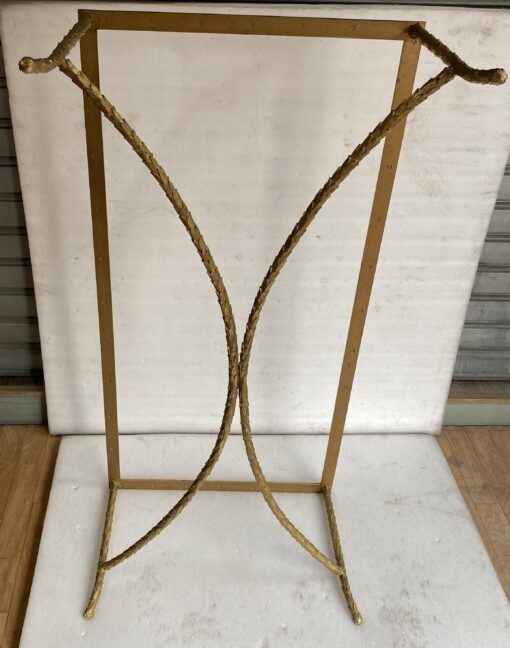 1970′ Bronze Coffee Table Palm Tree Model, Maison Charles Signed, Double Arc Spacer 52 x 26 x H 17 INCHES - Image 14