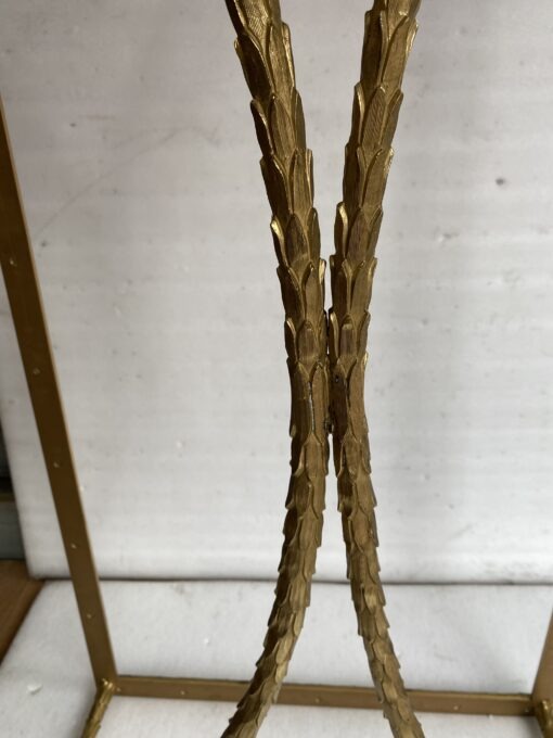 1970′ Bronze Coffee Table Palm Tree Model, Maison Charles Signed, Double Arc Spacer 52 x 26 x H 17 INCHES - Image 13