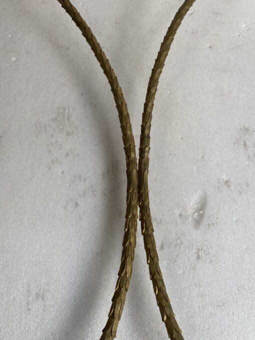 1970′ Bronze Coffee Table Palm Tree Model, Maison Charles Signed, Double Arc Spacer 52 x 26 x H 17 INCHES - Image 10