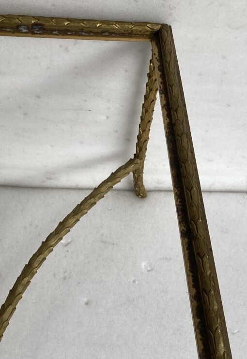 1970′ Bronze Coffee Table Palm Tree Model, Maison Charles Signed, Double Arc Spacer 52 x 26 x H 17 INCHES - Image 8