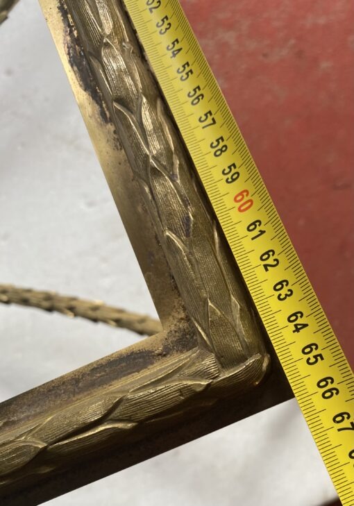 1970′ Bronze Coffee Table Palm Tree Model, Maison Charles Signed, Double Arc Spacer 52 x 26 x H 17 INCHES - Image 4