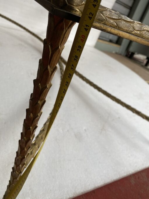 1970′ Bronze Coffee Table Palm Tree Model, Maison Charles Signed, Double Arc Spacer 52 x 26 x H 17 INCHES - Image 3
