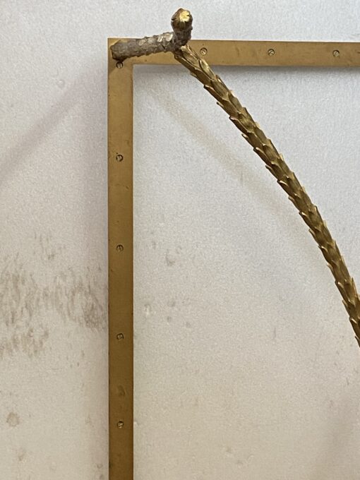 1970′ Bronze Coffee Table Palm Tree Model, Maison Charles Signed, Double Arc Spacer 52 x 26 x H 17 INCHES - Image 2