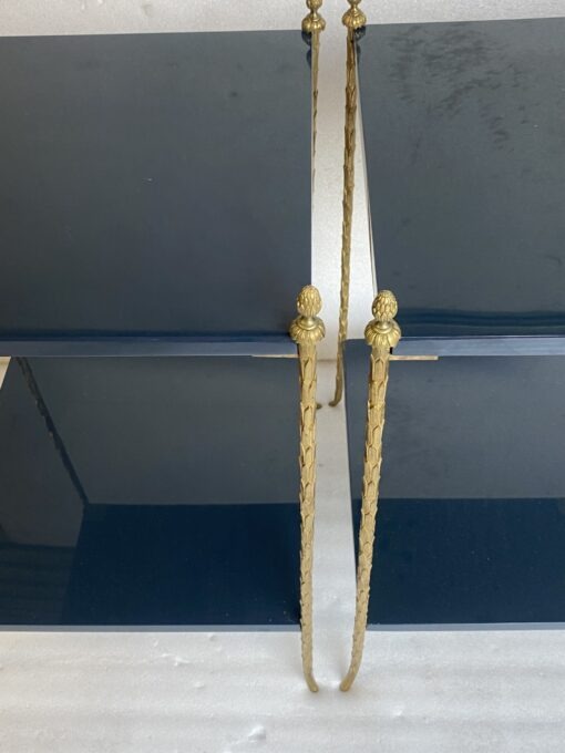 1970′ Pair of Maison Charles Tables Signed Plant Decor in Gilt Bronze with Blue Lacquer Tops 42 X 42 H 62 cm - Image 8