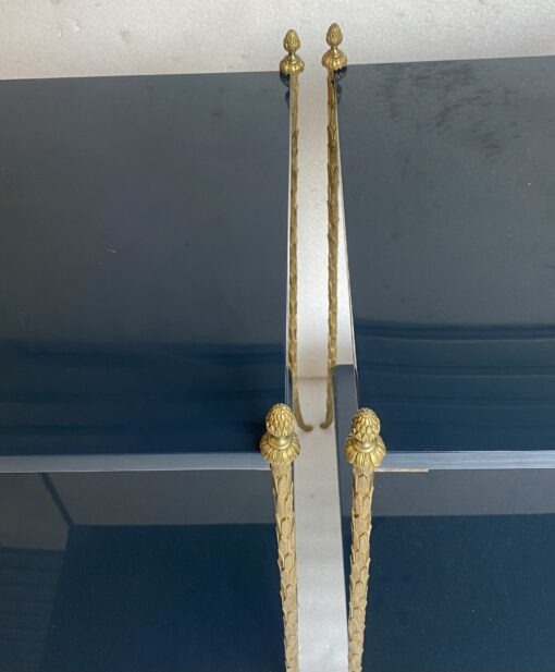 1970′ Pair of Maison Charles Tables Signed Plant Decor in Gilt Bronze with Blue Lacquer Tops 42 X 42 H 62 cm - Image 7