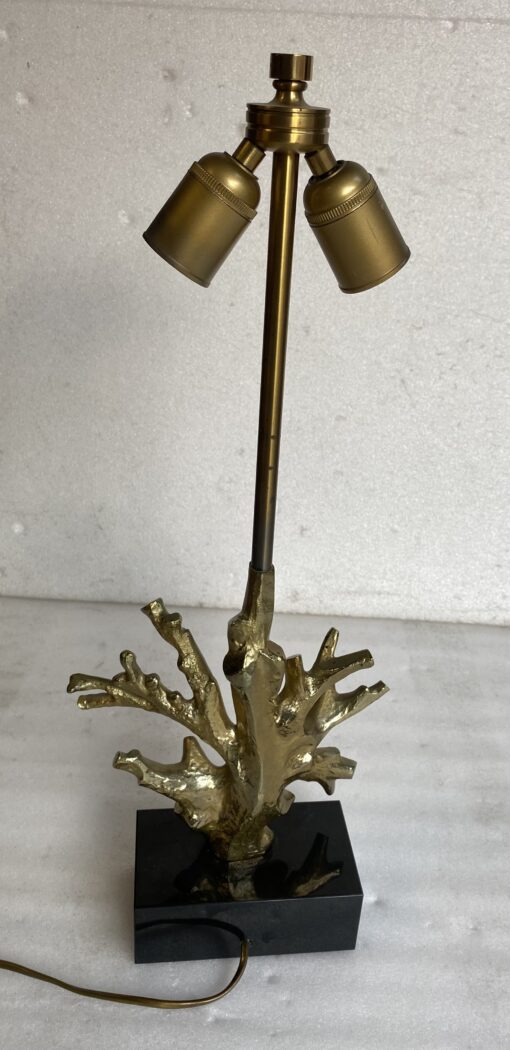 1970' Lampe Corail Maison Charles Signée Bronze Doré ,Marbre noir – Image 11