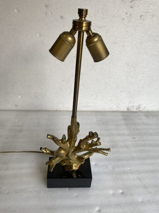 1970' Lampe Corail Maison Charles Signée Bronze Doré ,Marbre noir – Image 10