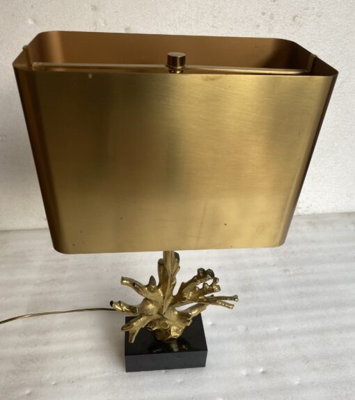 1970' Lampe Corail Maison Charles Signée Bronze Doré ,Marbre noir – Image 9