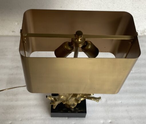 1970' Lampe Corail Maison Charles Signée Bronze Doré ,Marbre noir – Image 5
