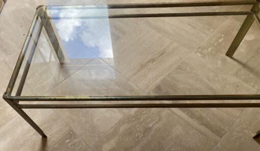 1970' Table Basse De Jacques QUINET, attribué à , en Laiton Patiné Pour la maison MALABERT 101 X 51 X H 35 cm – Image 12