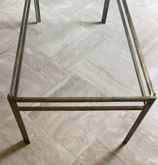 1970' Table Basse De Jacques QUINET, attribué à , en Laiton Patiné Pour la maison MALABERT 101 X 51 X H 35 cm – Image 10