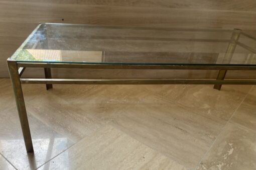 1970' Table Basse De Jacques QUINET, attribué à , en Laiton Patiné Pour la maison MALABERT 101 X 51 X H 35 cm – Image 7