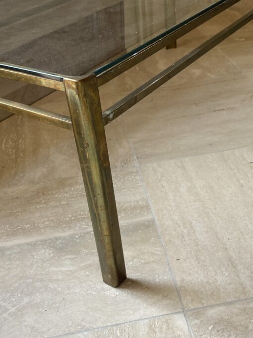 1970' Table Basse De Jacques QUINET, attribué à , en Laiton Patiné Pour la maison MALABERT 101 X 51 X H 35 cm – Image 2