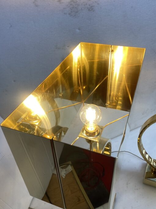 1980' Paire De Lampes Design En Laiton Et Opaline H 88 cm Ø 48 cm – Image 19
