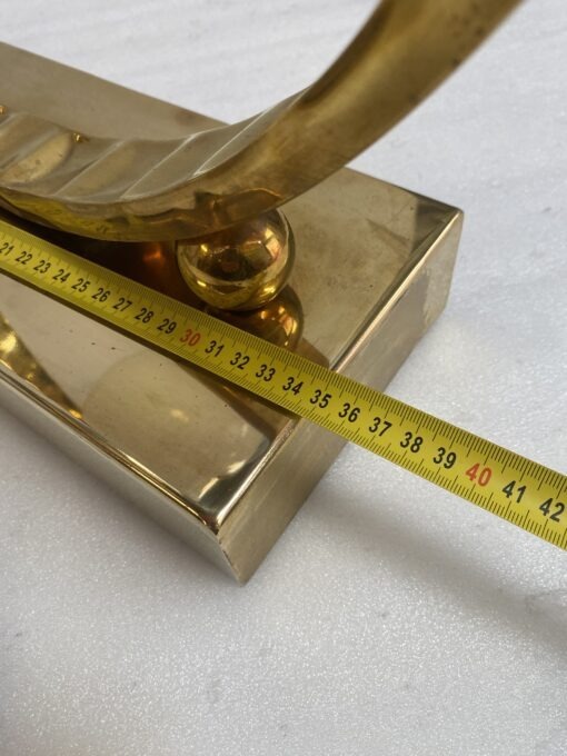 1980' Paire De Lampes Design En Laiton Et Opaline H 88 cm Ø 48 cm – Image 4