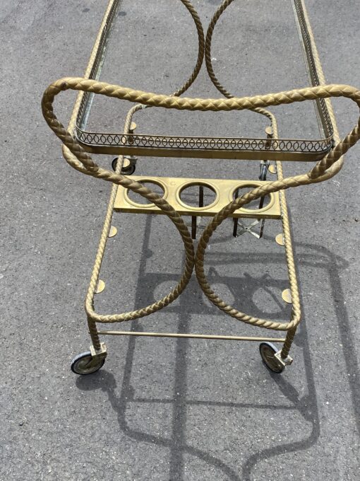 1970′ Bar Roulant en Bronze et Laiton Doré Maison Baguès Ou Maison Jansen Décor Passementerie – Image 13