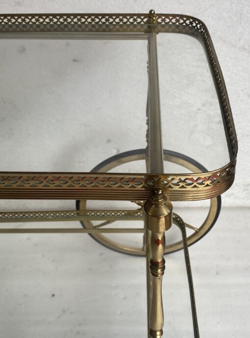 1970' Desserte Roulante Maison Bagués En Laiton Et Bronze Doré Toupie Grandes Roues – Image 15