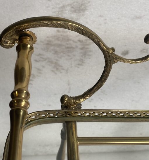 1970' Desserte Roulante Maison Bagués En Laiton Et Bronze Doré Toupie Grandes Roues – Image 9