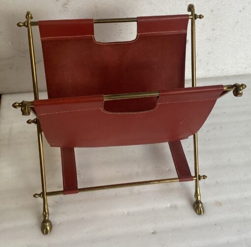 1970' Maison Jansen Porte Revue Cuir Et Bronze Doré