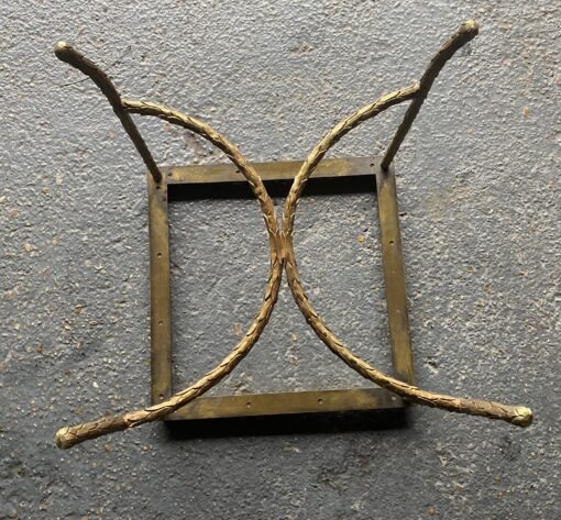 1970′ Table Bout De Canapé en Bronze Modèle Palmier, Maison Charles Non Signée , Entretoise Double Arc De Cercle 45 x 45 x H 44 cm – Image 18