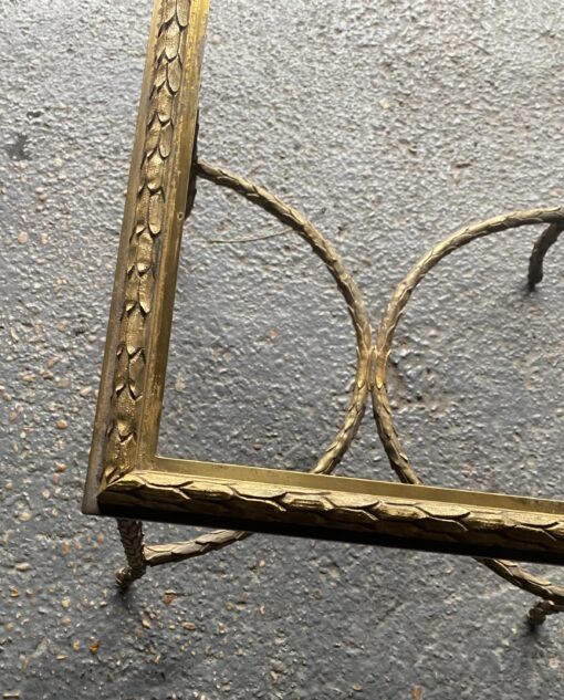 1970′ Table Bout De Canapé en Bronze Modèle Palmier, Maison Charles Non Signée , Entretoise Double Arc De Cercle 45 x 45 x H 44 cm – Image 11