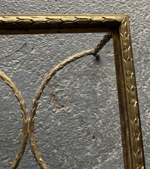 1970′ Table Bout De Canapé en Bronze Modèle Palmier, Maison Charles Non Signée , Entretoise Double Arc De Cercle 45 x 45 x H 44 cm – Image 9