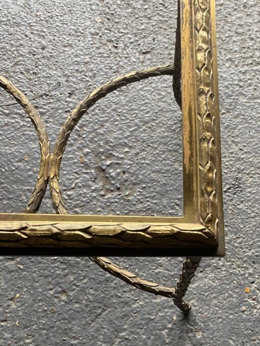 1970′ Table Bout De Canapé en Bronze Modèle Palmier, Maison Charles Non Signée , Entretoise Double Arc De Cercle 45 x 45 x H 44 cm – Image 7