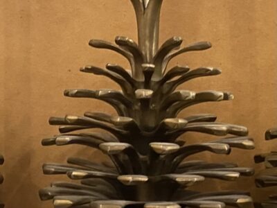 1950/70 Bronze Lamp with Pine Cone Decor Signed Charles