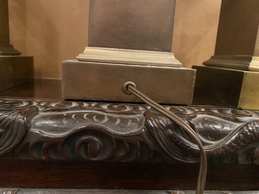 1950/70 Série de 3 Lampes en Bronze Décor Pomme de Pin Signée Charles – Image 15