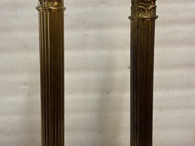 1900′ Paire De Lampes  Bronze Style Renaissance Avec Chapiteaux Corinthiens