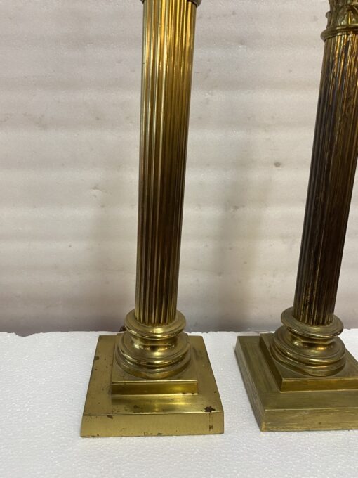 1900′ Paire De Lampes  Bronze Style Renaissance Avec Chapiteaux Corinthiens – Image 14