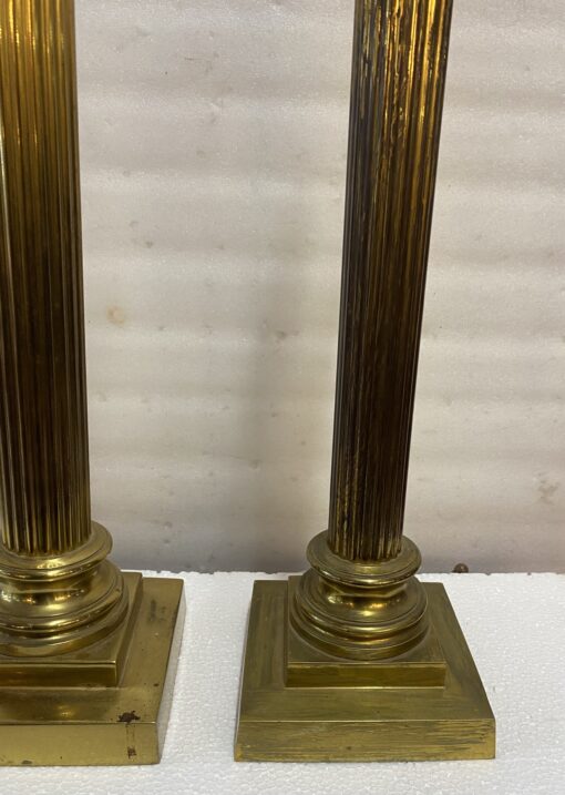 1900′ Paire De Lampes  Bronze Style Renaissance Avec Chapiteaux Corinthiens – Image 13