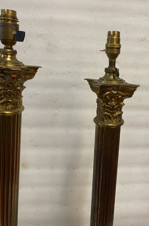 1900′ Paire De Lampes  Bronze Style Renaissance Avec Chapiteaux Corinthiens – Image 12