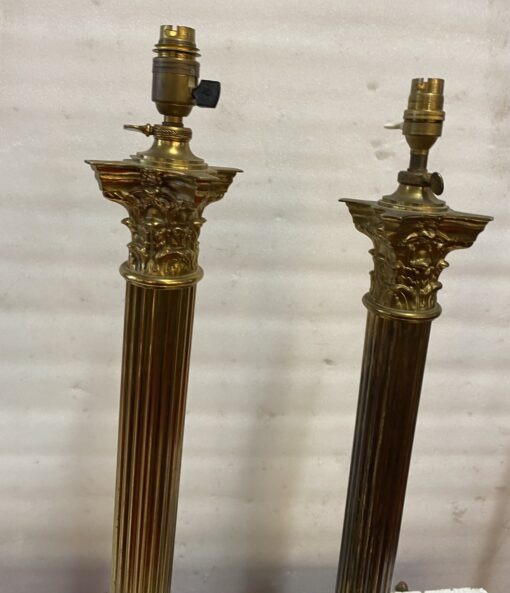 1900′ Paire De Lampes  Bronze Style Renaissance Avec Chapiteaux Corinthiens – Image 11