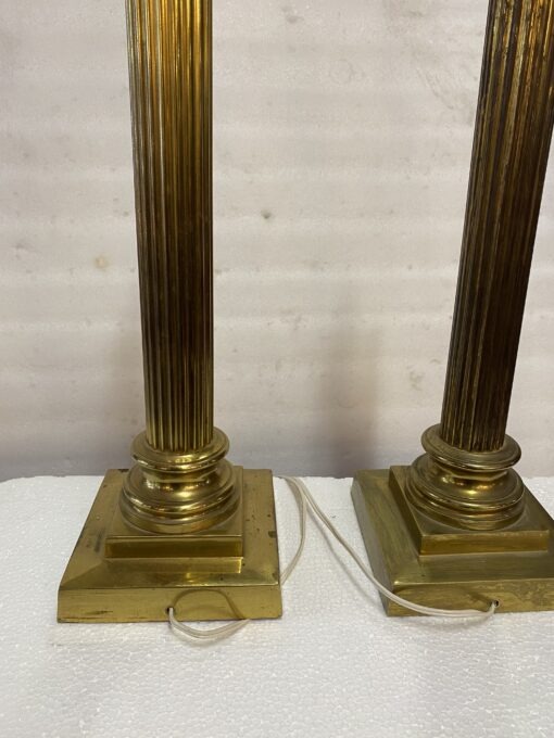 1900′ Paire De Lampes  Bronze Style Renaissance Avec Chapiteaux Corinthiens – Image 9