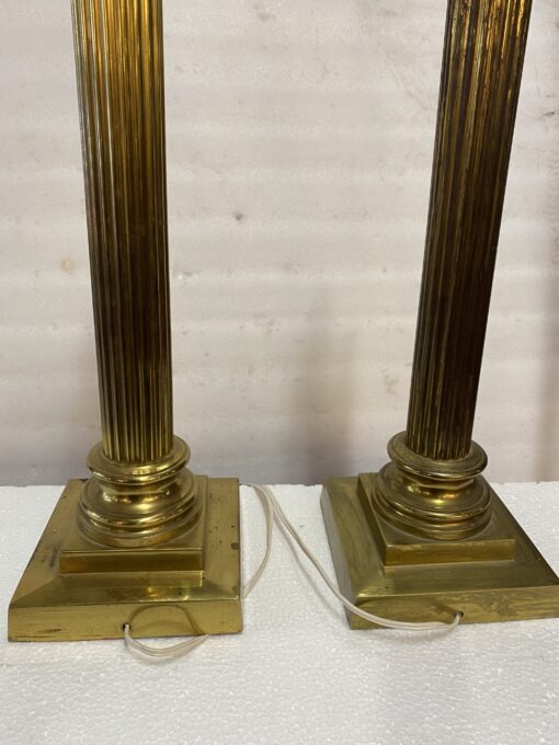1900′ Paire De Lampes  Bronze Style Renaissance Avec Chapiteaux Corinthiens – Image 8