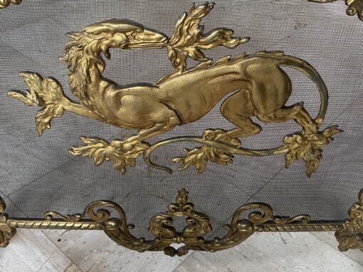 1880′ Pare Etincelles N 3 En Bronze Doré A La Salamandre – Image 17