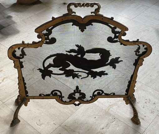 1880′ Pare Etincelles N 3 En Bronze Doré A La Salamandre – Image 10